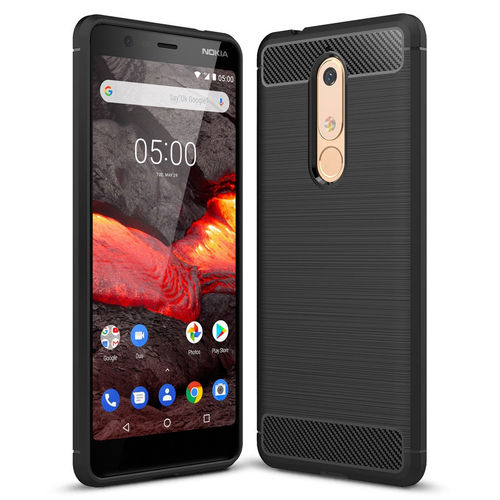 Flexi Slim Carbon Fibre Case for Nokia 5.1 - Brushed Black